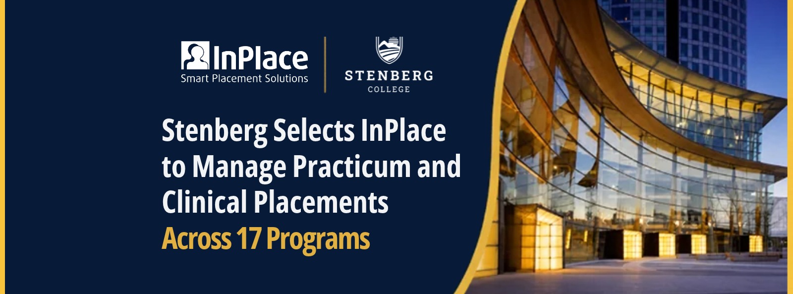 Stenberg College with text announcing partnership.